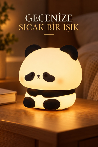 İlknurtoys Şarjlı Dokunmatik Panda Gece Lambası RGB Renkli Işıklı Dekoratif M...