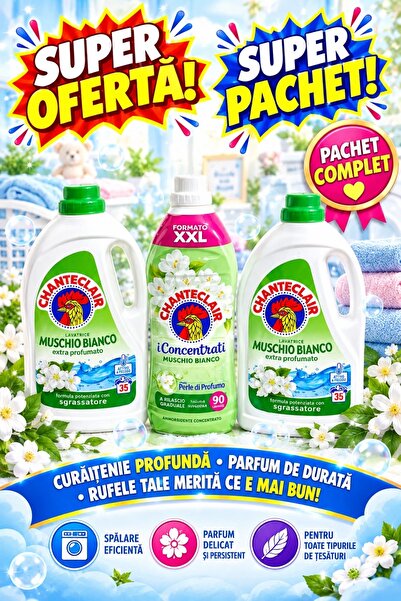 Chanteclair Pachet Muschio Bianco – 2 x Detergent Lichid + Balsam Concentrat ...