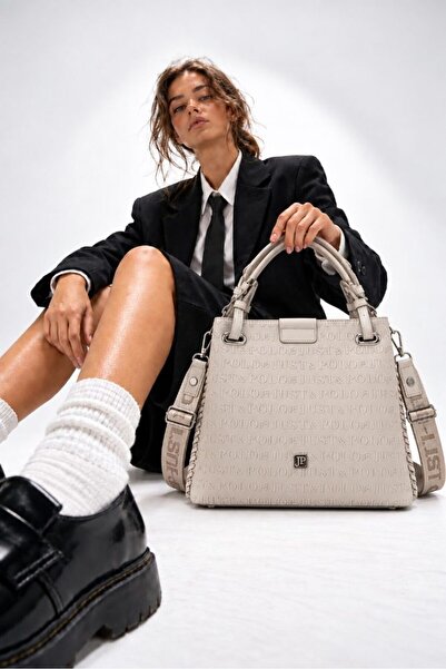 Just Polo Women's Hand and Shoulder Bag with Embossed Logo, Double Handle, Ad...