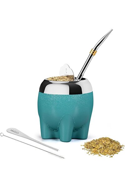 CUOPRU Gifts for Women Her Cute Elephant Shape Glitter Star Yerba Mate Cup wi...