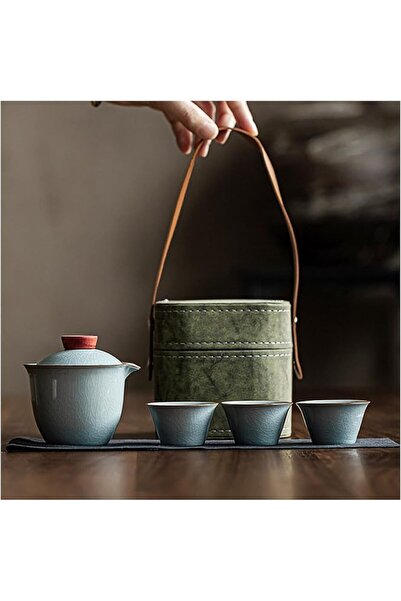 HOOPZOZA Travel Tea Set Portable Mini Tea Set Chinese Ceramic Kungfu Cup Set ...