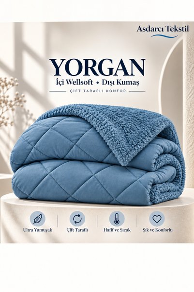 Peacock Çift Kişilik Welsoft Yorgan Peluş Çift Taraflı