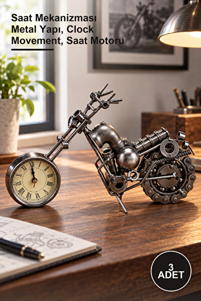 3 Adet Büyük Saatli Metal Motor – Saat Mekanizması Metal Yapı, Clock Movement, Saat Motoru