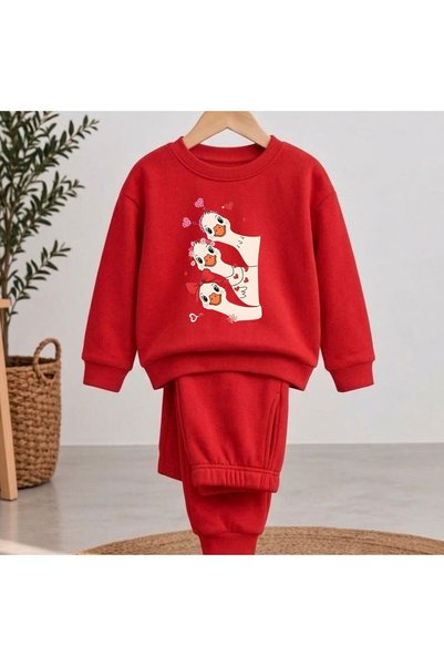 playwear Team Sweatshirt Duckheartcandyprinted Girls Boys Crew Neck Sweatshirt