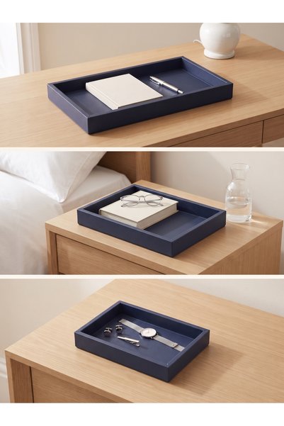 derisunum design Handmade Premium 3-Piece Leather Tray Set - Coffee Table, Entryway, Bathroom, Makeup, Jewelry, and Presentation Tray