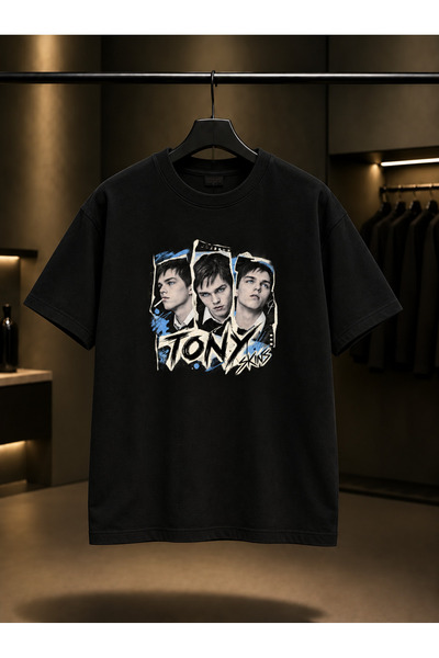 fame-stoned Skins Tony Printed Unisex 100% Cotton Black T-Shirt
