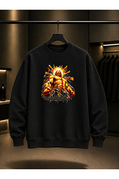 fame-stoned Ultrakill Sisyphus Prime Printed Unisex 100% Cotton Black Crew Ne...