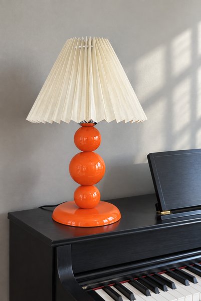 LUMINZO Rozinda Abajur Pileli Başlık Metal 40 cm Modern Masa Lambası Bordo Re...