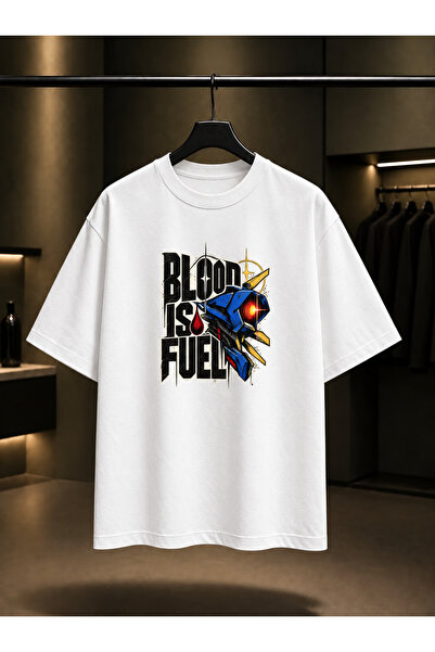 fame-stoned Ultrakill Blood Is Fuel Printed Unisex 100% Cotton White T-Shirt