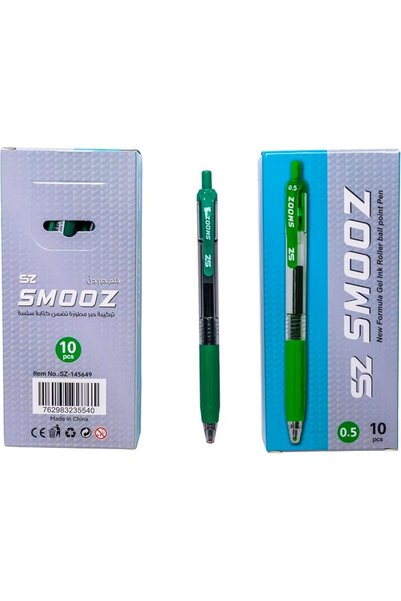 SMOOZ قلم حبر جل 0.5 مم، 10 قطع، أخضر