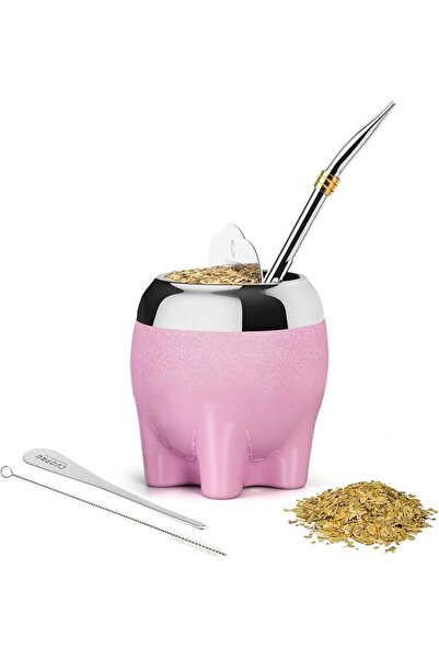 CUOPRU Gifts for Women Her Cute Elephant Shape Glitter Star Yerba Mate Cup wi...