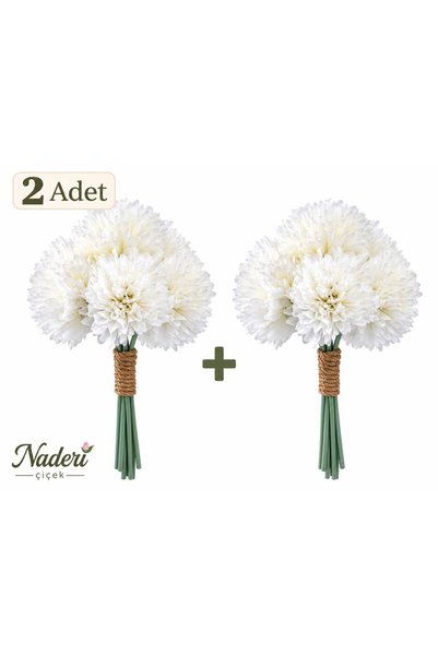 Naderi Çiçeği 2 Demet Yapay Kasımpatı Her Demet 7 Dallı 30 cm Beyaz Saksısız