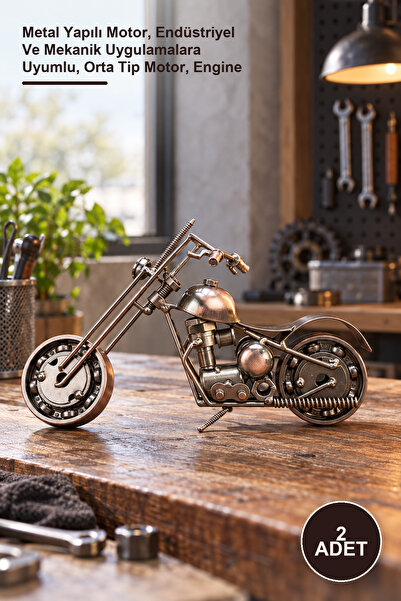 2 Adet Orta Metal Motor – Metal Yapılı Motor, Endüstriyel Ve Mekanik Uygulamalara Uyumlu, Orta Tip Motor, Engine