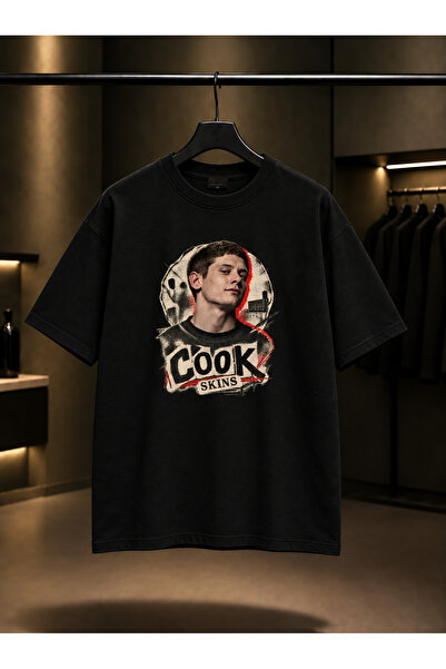 fame-stoned Skins Cook Printed Unisex 100% Cotton Black T-Shirt