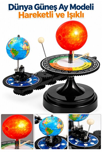 Artlantis Dünya Güneş Ay Modeli Işıklı ve Hareketli 1 Adet Güneş Sistemi Deney Astronomi Solar Sistem Deney Seti Fen Bilimleri
