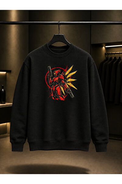 fame-stoned Ultrakill V2 Red Mirror Printed Unisex 100% Cotton Black Crew Nec...
