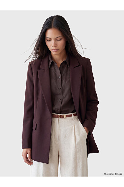 LC Waikiki Alita City Lcw Modest Plum Plain Loose & Baggy Women's Blazer Jacket