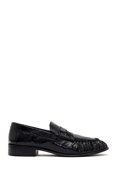 Derimod Women's Black Leather Masculine Loafer Af11001012