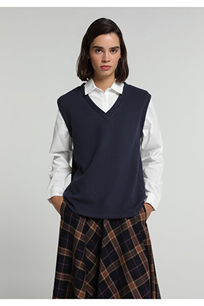 Colin's Regular Fit Shirt Neck Plain Women's Navy Blue Long Sleeve Shirt