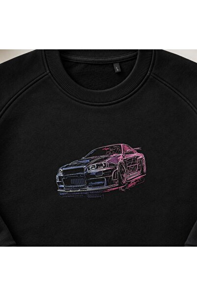 KEYFHOME Φούτερ με κολάρο ποδηλάτου Neon Cyberpunk Street Racer με κέντημα Un...