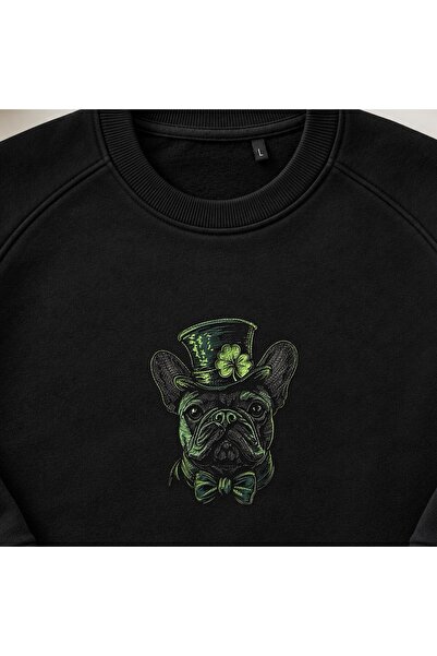 KEYFHOME Hanorac unisex cu guler de ciclism, broderie Bulldog, cu pălărie și ...