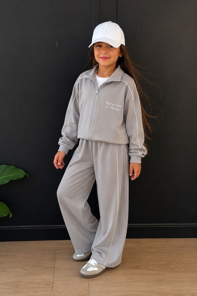 KOKOŞ BEBEK Girl's Ribbed Cardigan Oysho Fabric 2-Piece Tracksuit Set - Age 4...