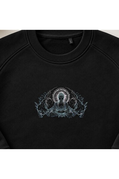 KEYFHOME Hanorac unisex cu gât de ciclism, broderie de meditație Buda Mandala