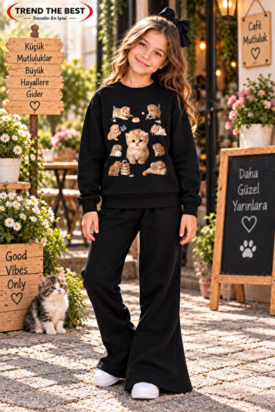 TREND THE BEST Trendin En İyisi Winter, Spring, and Autumn Girls' Black Spani...