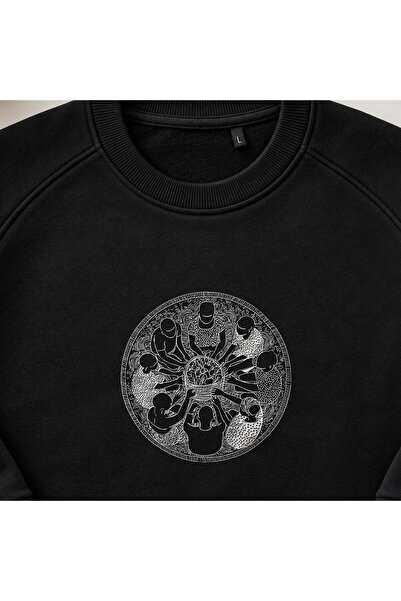 KEYFHOME Hanorac unisex cu gât de ciclism și broderie People of the Union Circle