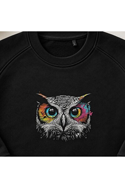KEYFHOME Hanorac unisex cu gât de ciclism cu broderie colorată realistă cu bu...