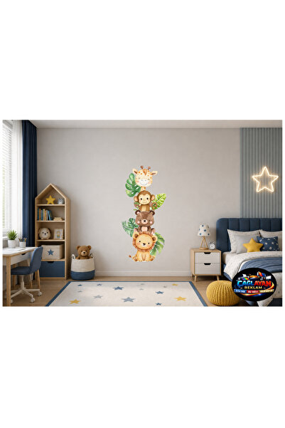 Çağlayan Reklam Safari Animals Wall Sticker – Baby Kids Room Wall Decal with ...