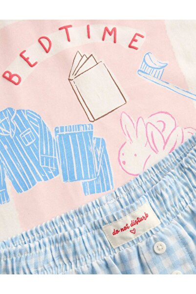 Marks & Spencer Saf Pamuklu Bedtime Club Baskılı Pijama Takımı (1-8 Yaş)