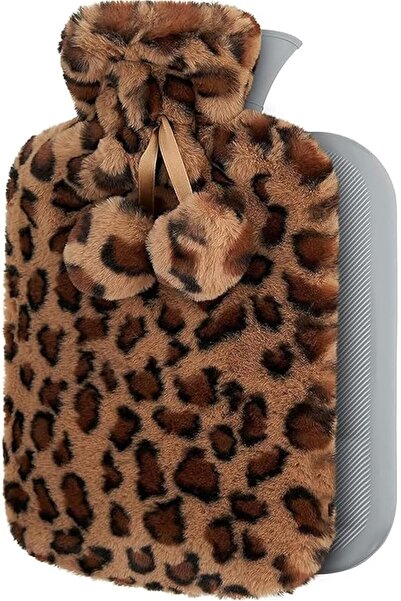 Arabest Reusable Hot Water Bottle with Plush Leopard Cover, Fashion Design fo...