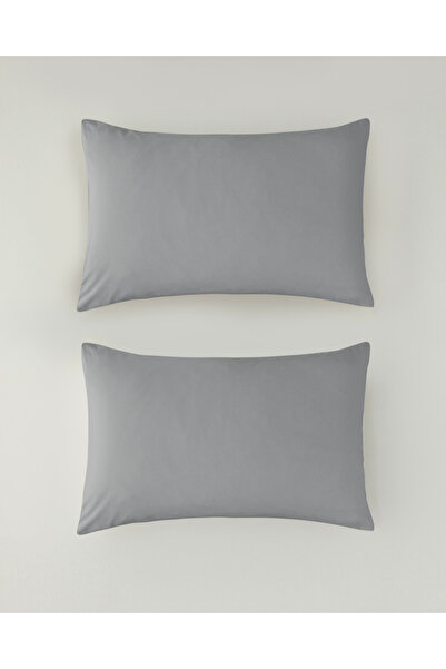English Home Novella Premium Soft Cotton 2'li Yastık Kılıfı 50x70 cm Orta Gri