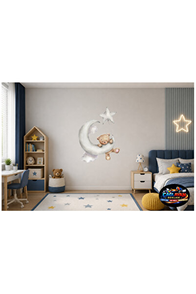 Çağlayan Reklam Autocolant de perete cu ursuleț dormind pe lună – Decal decor...
