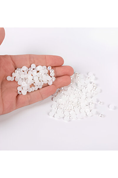 6 mm Yuvarlak Yarım Beyaz İnci - 100 GR