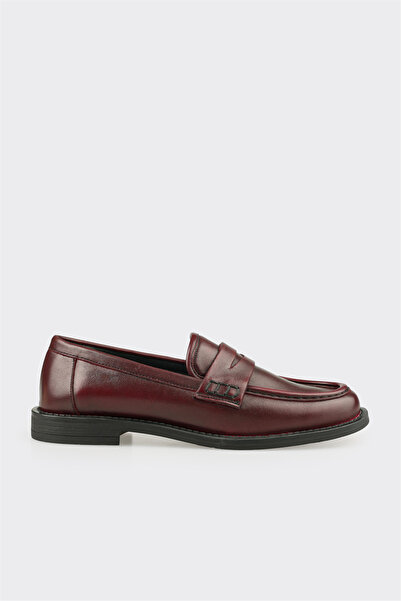 Elle Shoes Bordo Deri Kadın Günlük Ayakkabı
