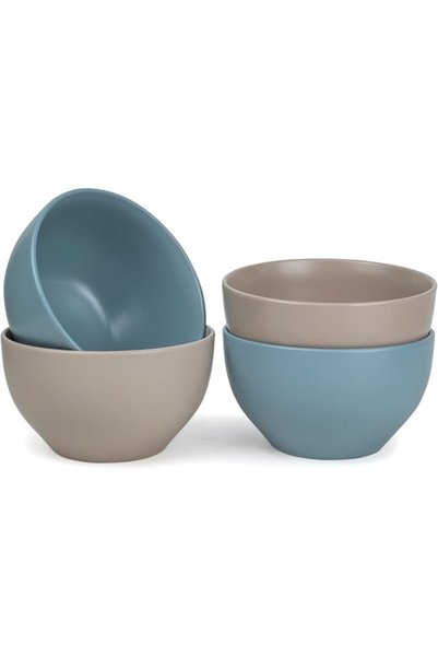 Royal Bone China طقم أوعية عميقة من السيراميك والحجر الخزفي من شالو جاسبي، 4 ...