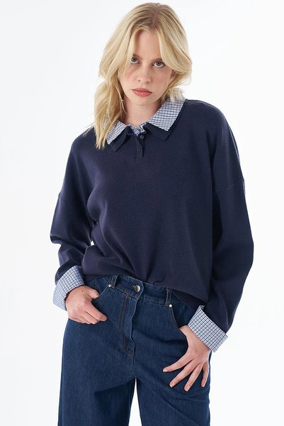 KYR Couple Look Knitwear Tunic Navy Blue