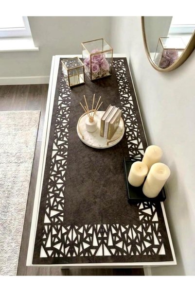 Ergüven Home Σκούρο καφέ (Βένγκε) Υφασμάτινο Σουέντ Ράνερ 40x120 εκ. Μέγεθος ...