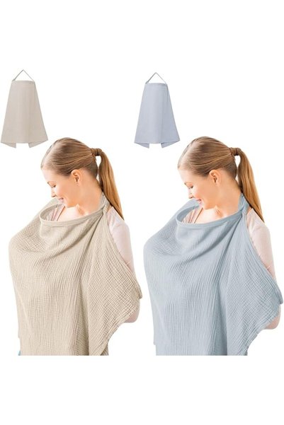 Andtooy Breastfeeding Nursing Cover, 2 Pack Muslin Nursing Cover for Baby Bre...