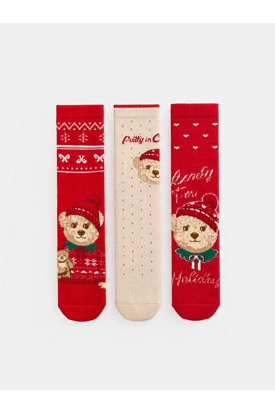 LC Waikiki I 3-Pack of New Year-Themed Girls' Towel Socks from Freezen Store