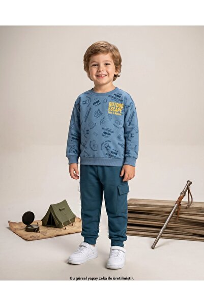 Ege Bebek Boy's Seasonal Compact Cotton Top and Bottom Tracksuit Set, Ages 6-...