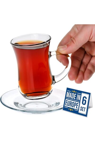 GENERAL طقم شاي تركي صغير من فولاريوم سعة 4.9 أونصة (145 مل)، مجموعة من 12 قط...