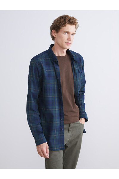 LC Waikiki Nevavm with Difference Lcwaikiki Classic Green Gabardine Plaid Sta...
