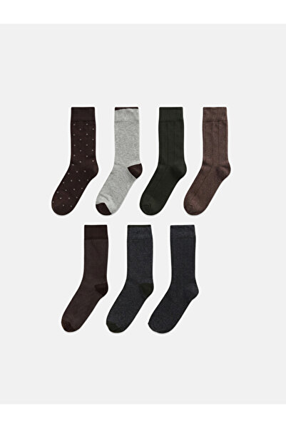 LC Waikiki Rmz Gi̇yi̇m Farkiyla Embroidered Men's Socks 7-Piece Pack