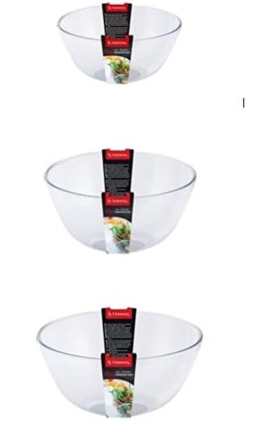 Termisil High Quality Glass Bowl Set of 3 Pieces (2.8+1.9+1.5) Litre - Transp...
