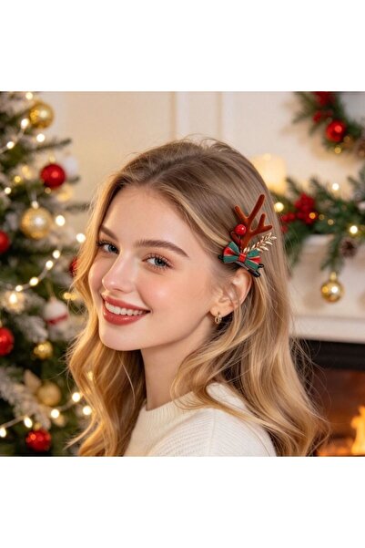 Kmt Style Set of 2 Christmas reindeer antler hair clips, size 7cm, hair acces...