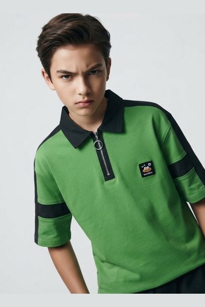 AUXOM Boys' Polo T-Shirt - Half Sleeve - Green