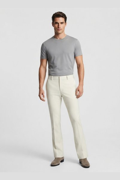 AUXOM Men's Formal Bootcut Trousers - Cream